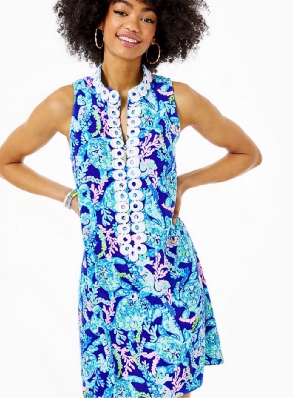 Lilly Pulitzer Jane shift dress Turtle villa Corsica blue